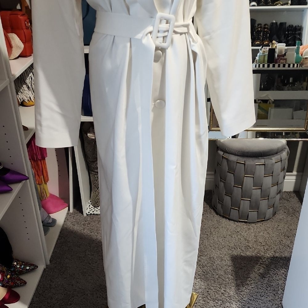 BCBGMaxAzria Classic White Belted Trenchcoat - Picture 4 of 8